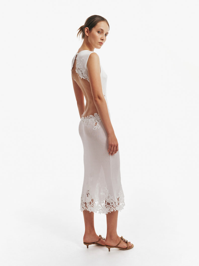Hibiscus Embroidered Rib Dress - Image 1