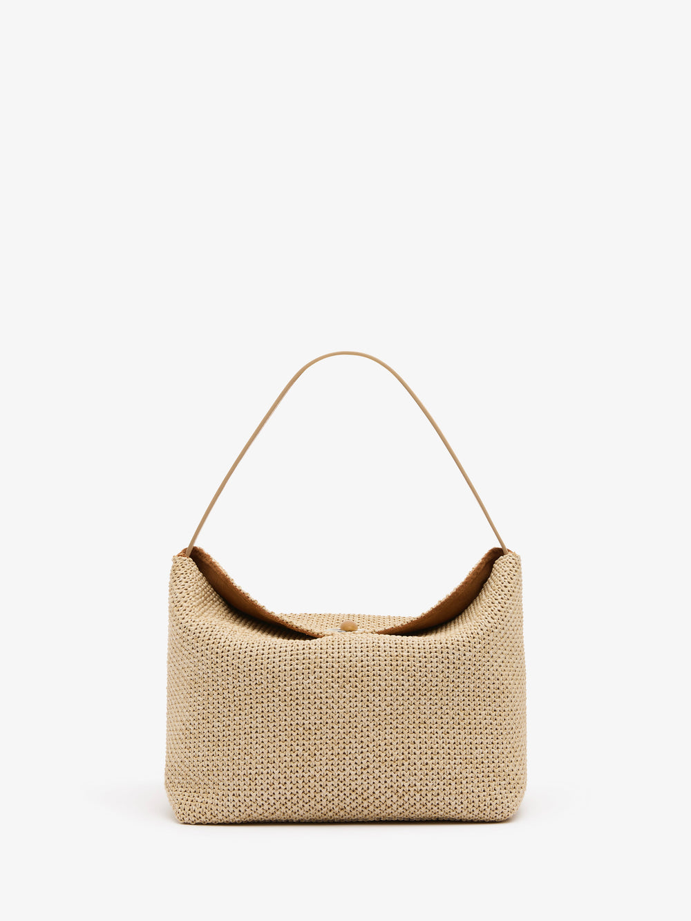 Turnlock Raffia Shoulder Bag