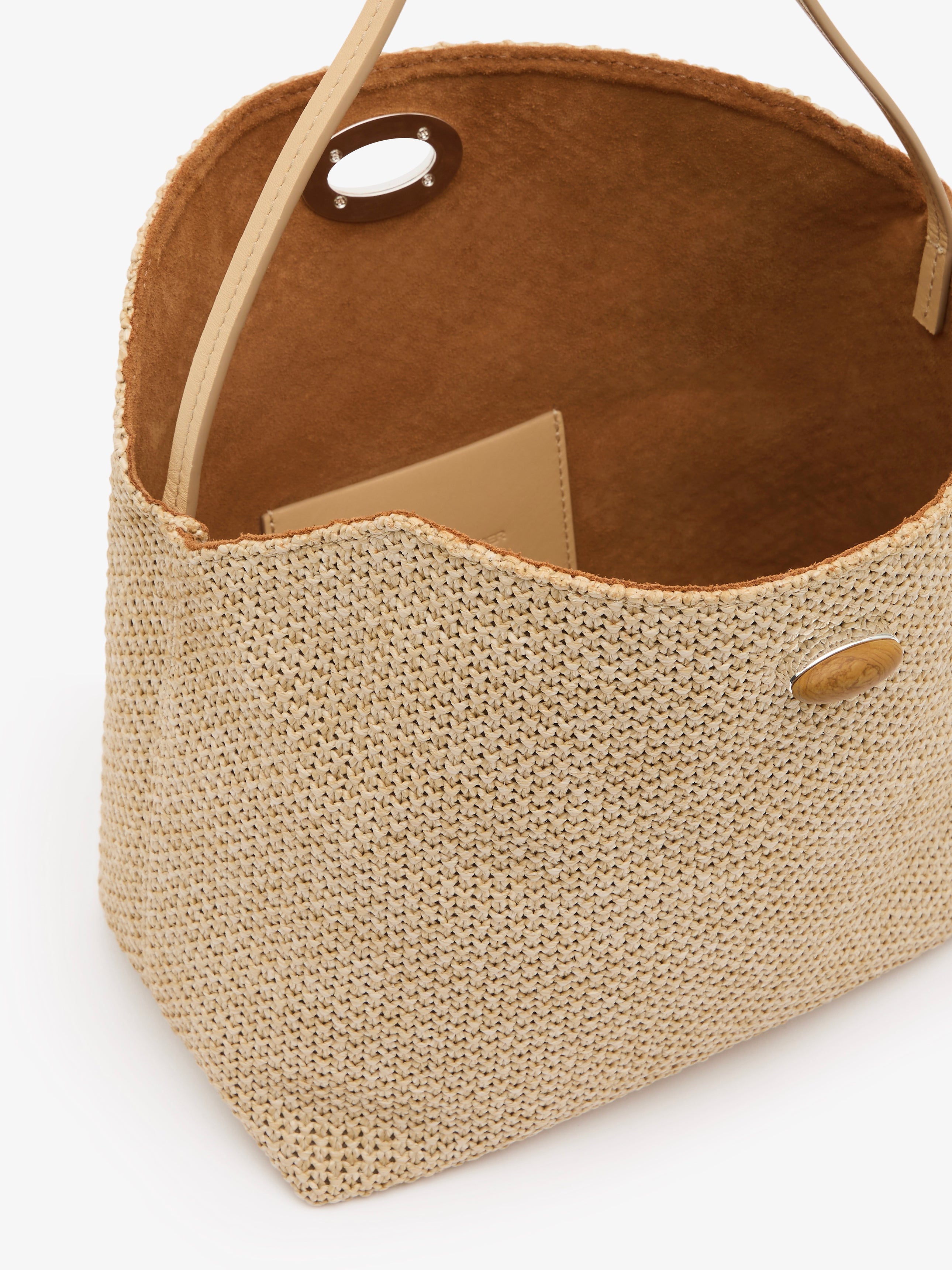 Turnlock Raffia Shoulder Bag