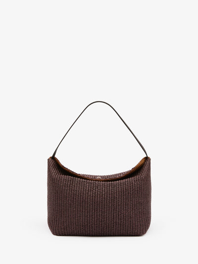 Turnlock Raffia Shoulder Bag