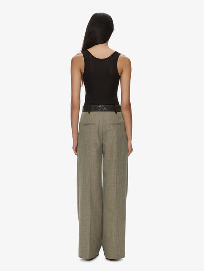 Tropical Wool Leather Waisted Trouser