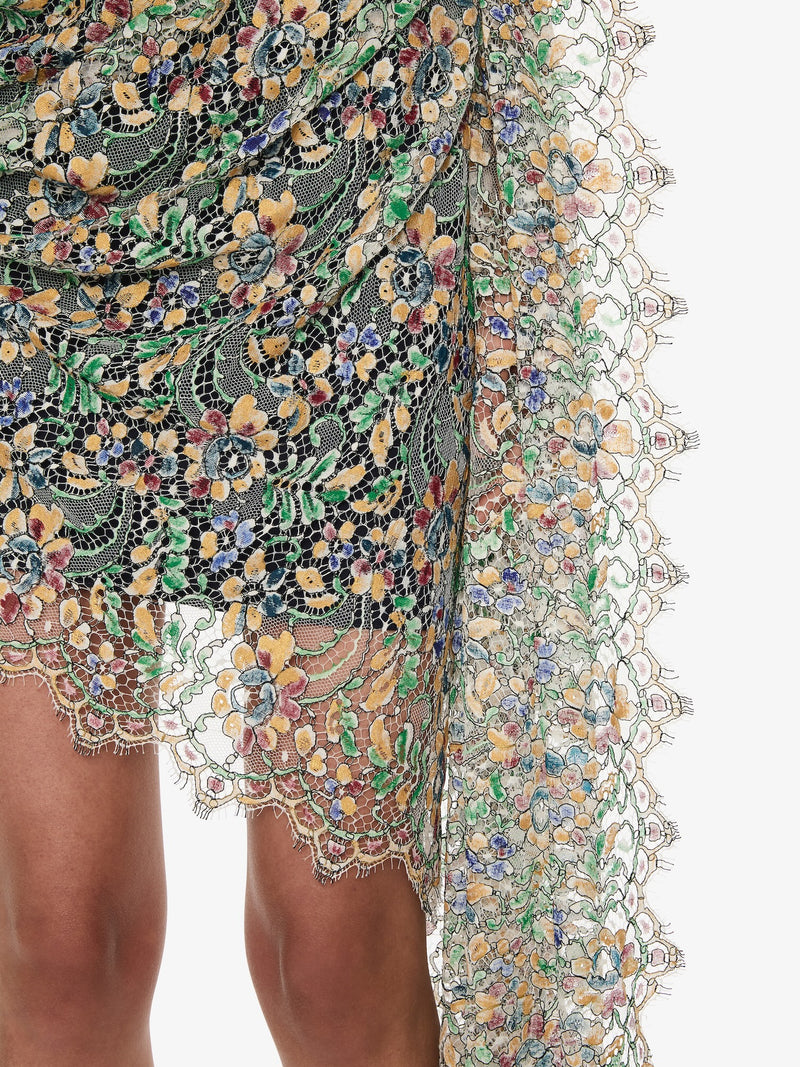 Hand Painted Draped Lace Mini Dress - Image 4