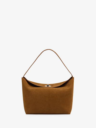 Turnlock Suede Shoulder Bag
