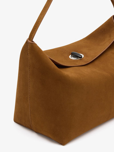 Turnlock Suede Shoulder Bag