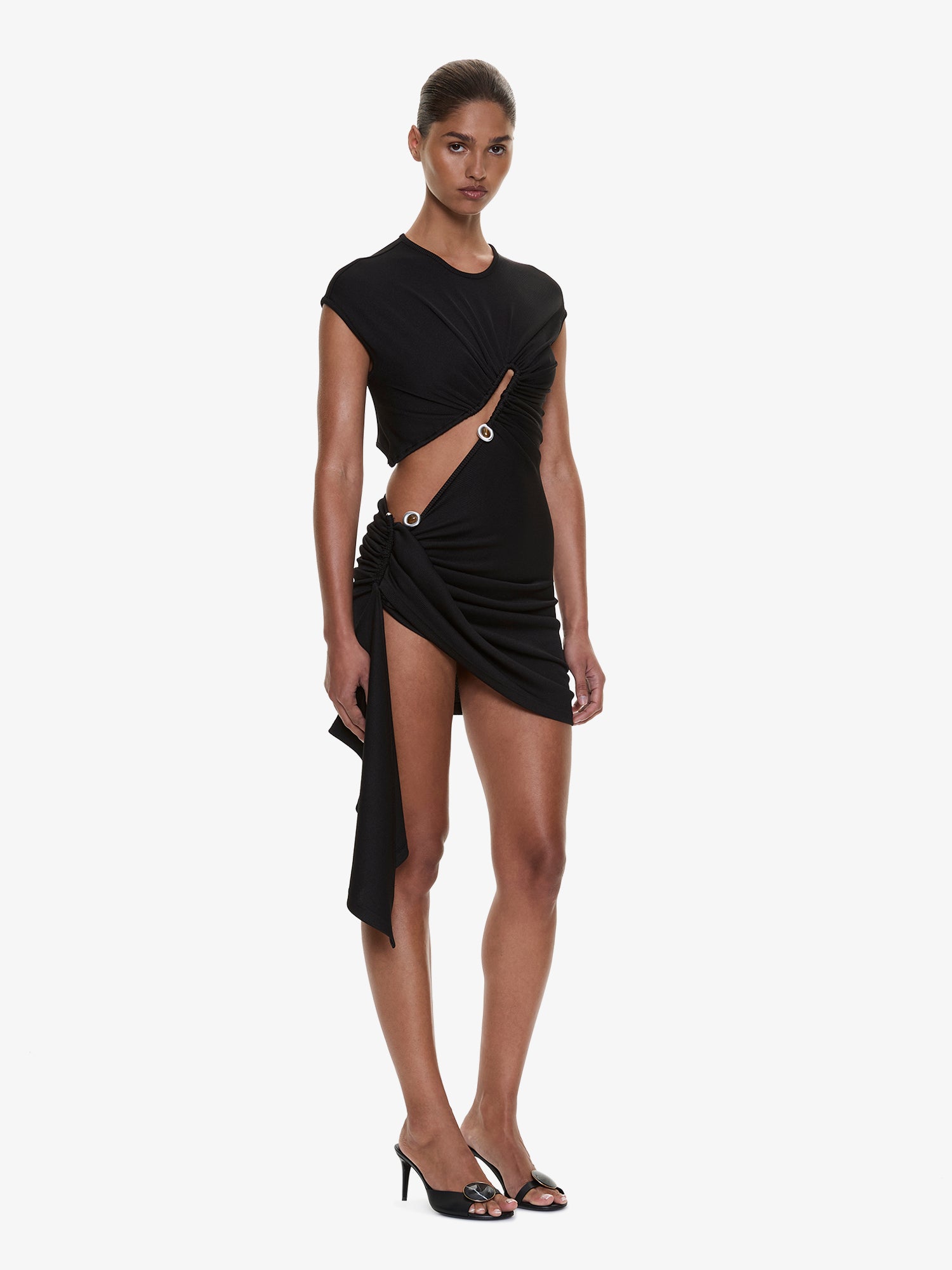 Droplet Crystal Clasp Draped Tank Dress