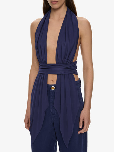 Scarf Draped Halter Top