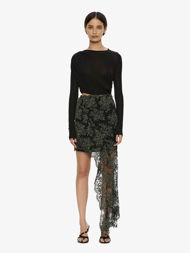 Verve Twisted Tee Lace Long Sleeve Dress