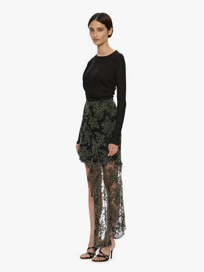 Verve Twisted Tee Lace Long Sleeve Dress