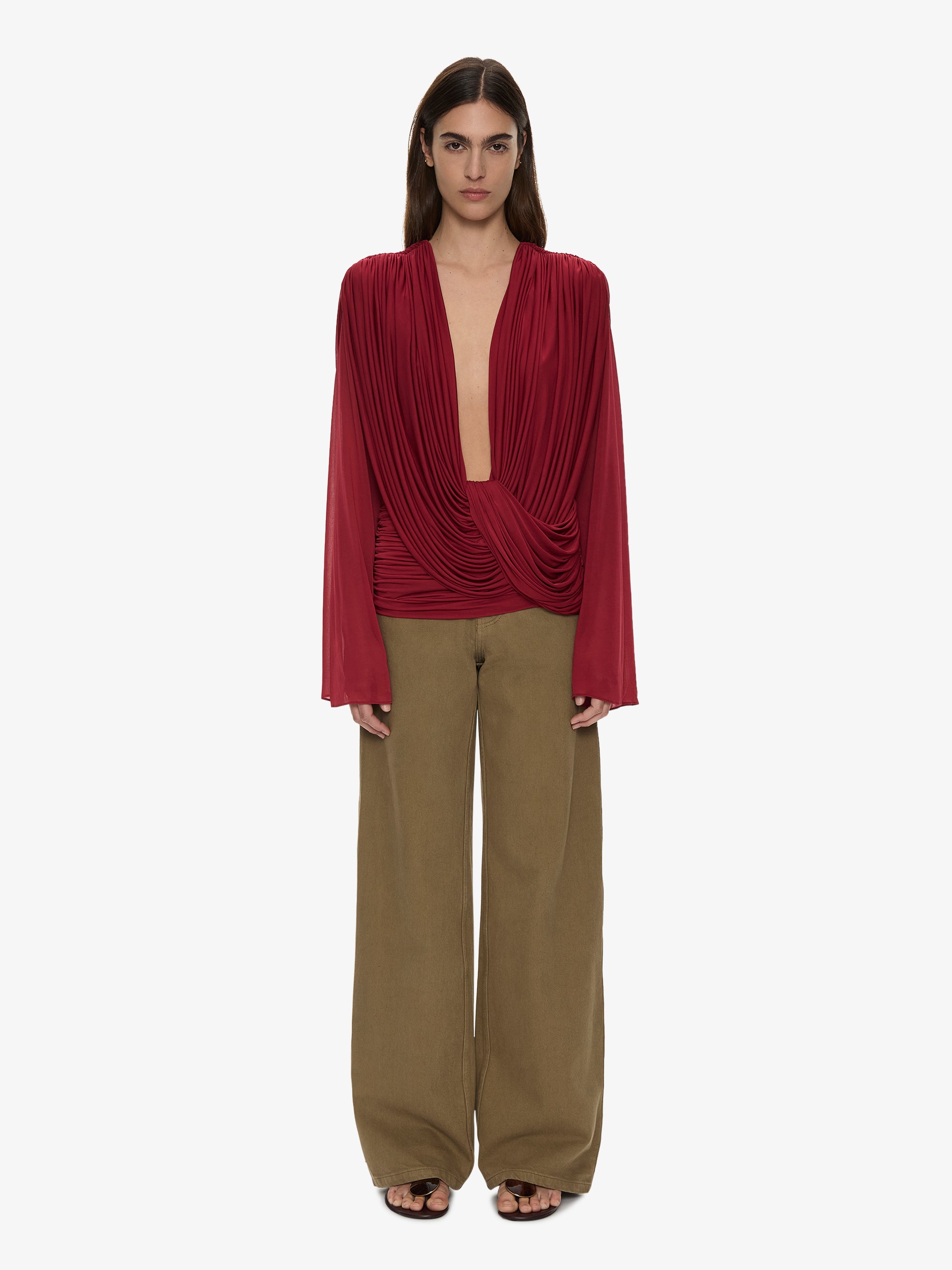 Ripple Drape Long Sleeve Top