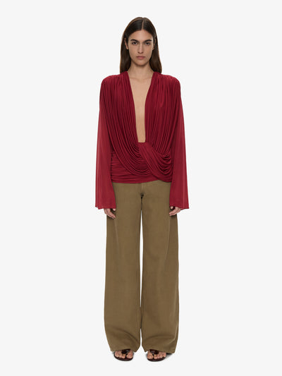 Ripple Drape Long Sleeve Top
