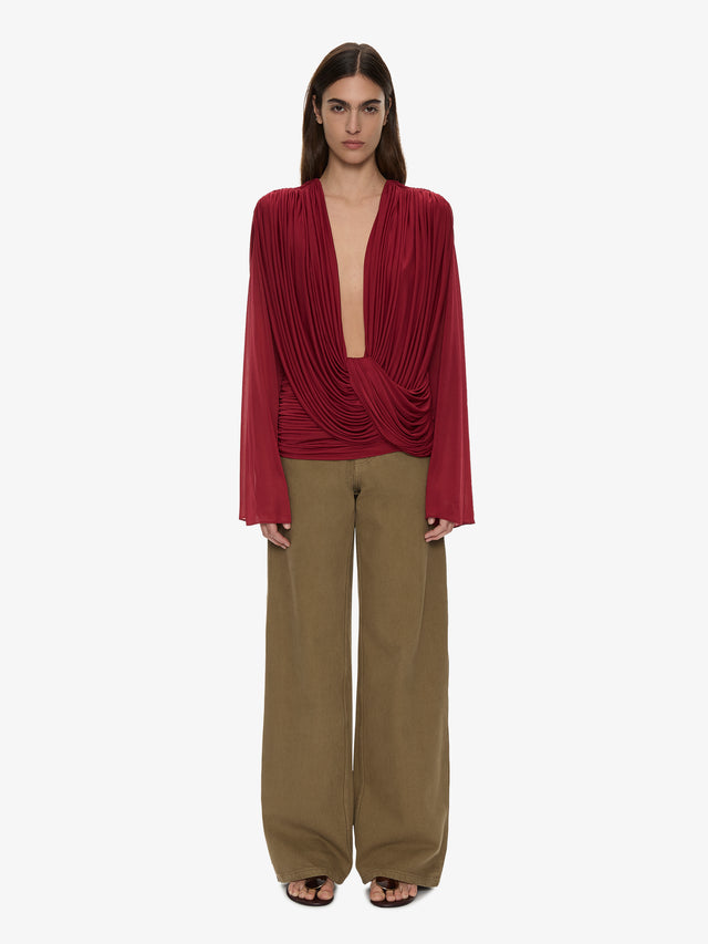 Ripple Drape Long Sleeve Top