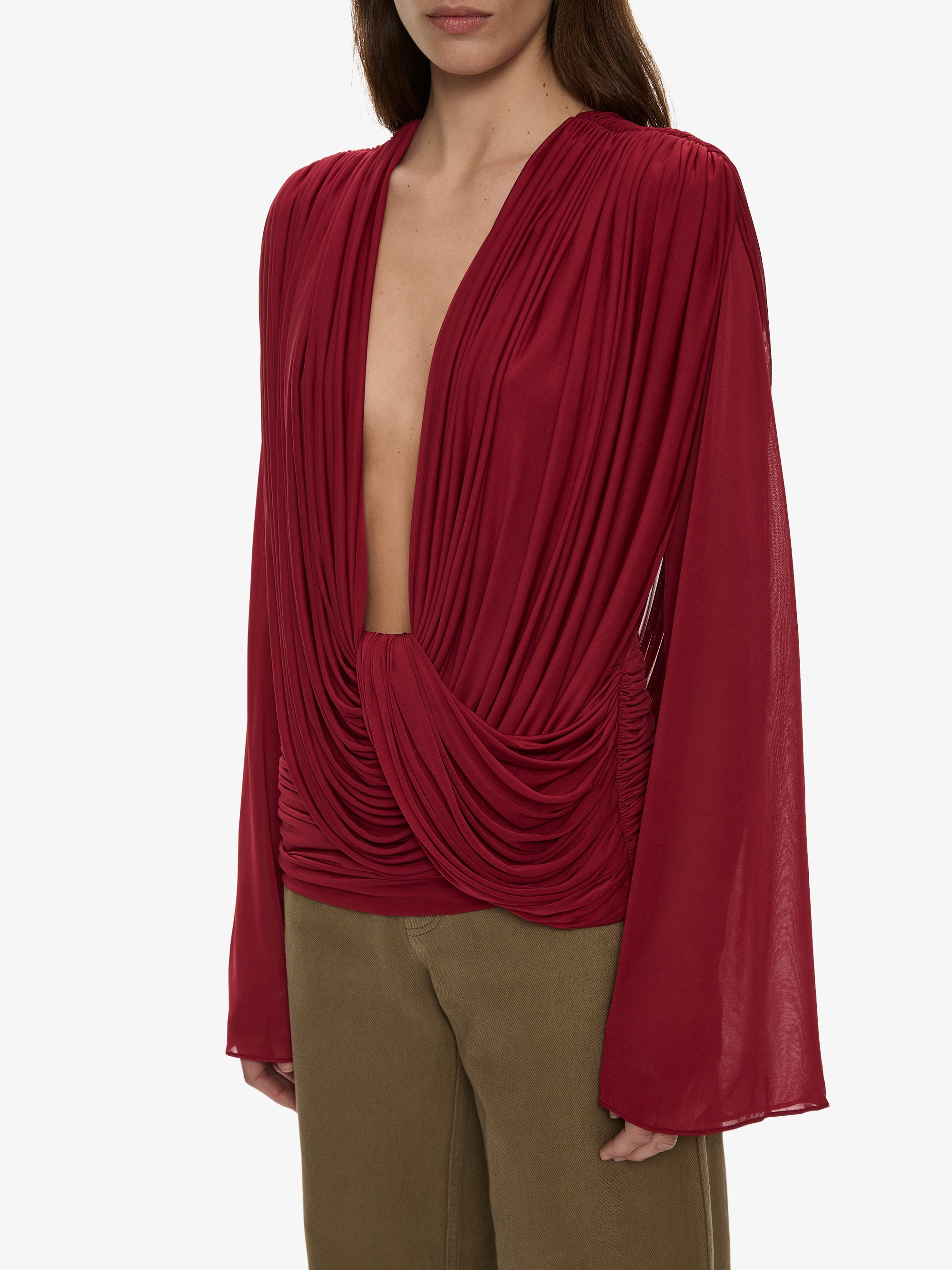 Ripple Drape Long Sleeve Top