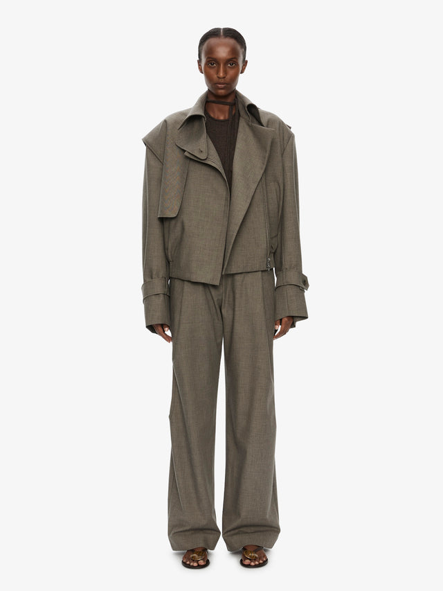 Cropped Trench Bomber Jacket