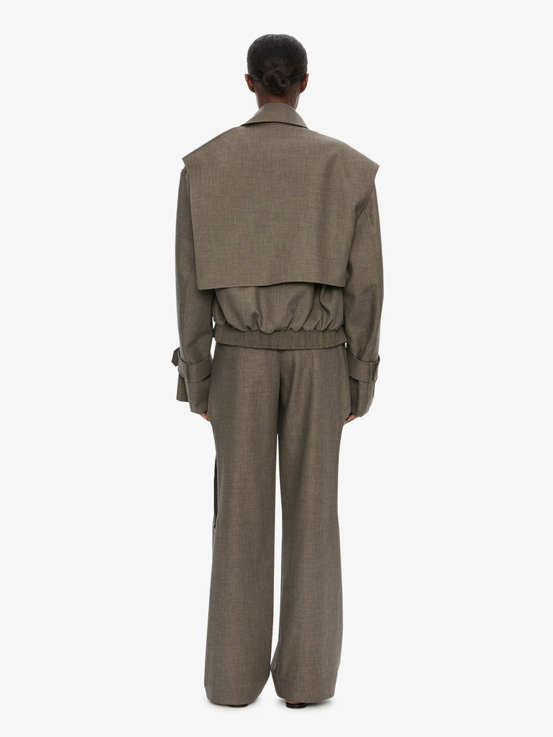 Cropped Trench Bomber Jacket - Image 5