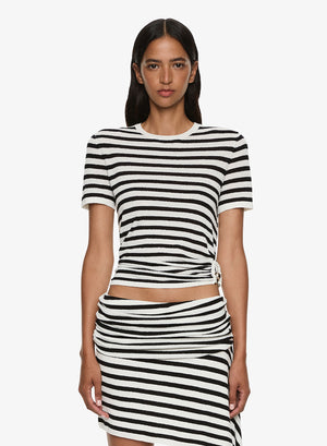Stripe Knit Ruched Orbit Tee