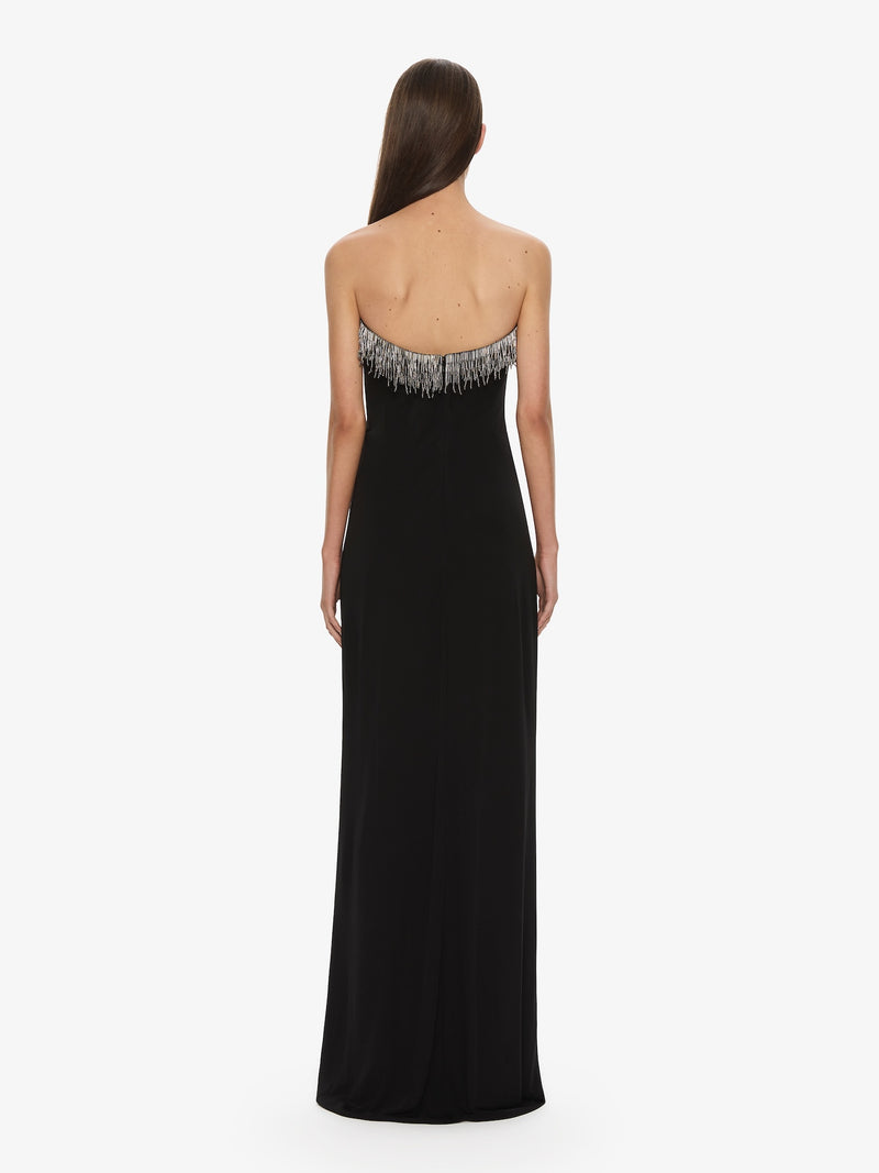 Arced Palm Strapless Fringe Dress - Image 4