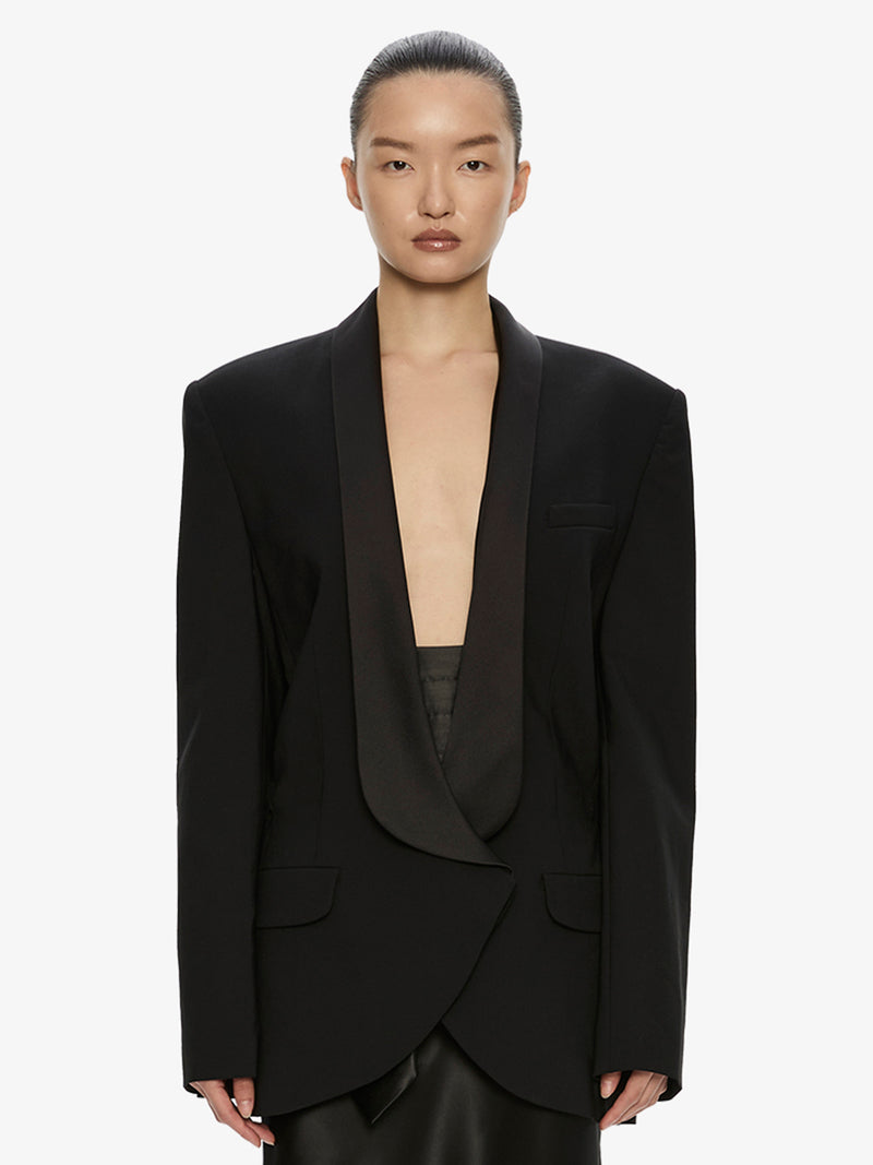 Tuxedo Contrast Wool Blazer - Image 1