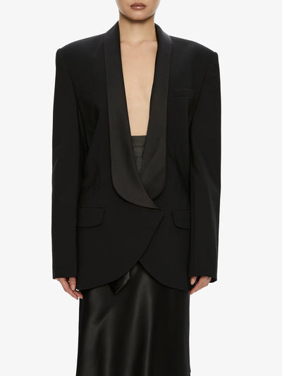 Tuxedo Contrast Wool Blazer