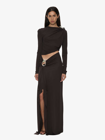 Orica Crystal Ruched Long Sleeve Top