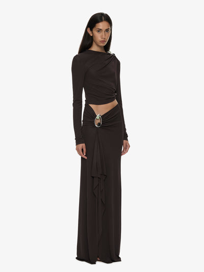 Orica Crystal Ruched Long Sleeve Top
