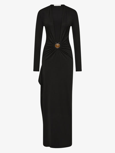 Mineral Stone Cascade Long Sleeve Dress