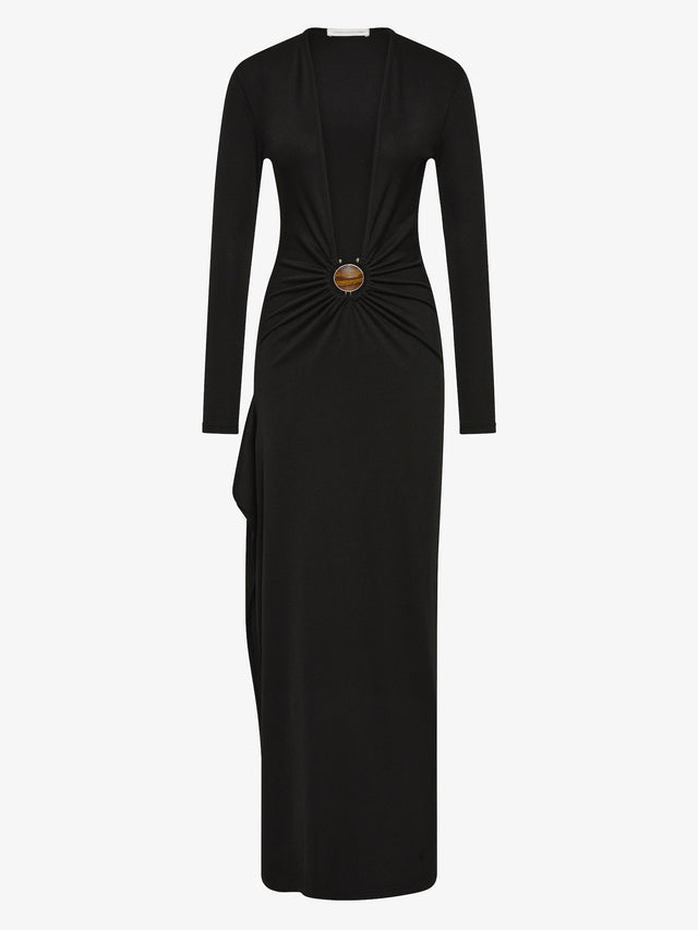 Mineral Stone Cascade Long Sleeve Dress