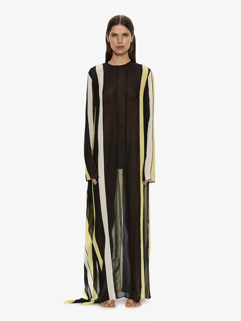 Vin Panelled Picot Silk Long Sleeve Dress - Image 1