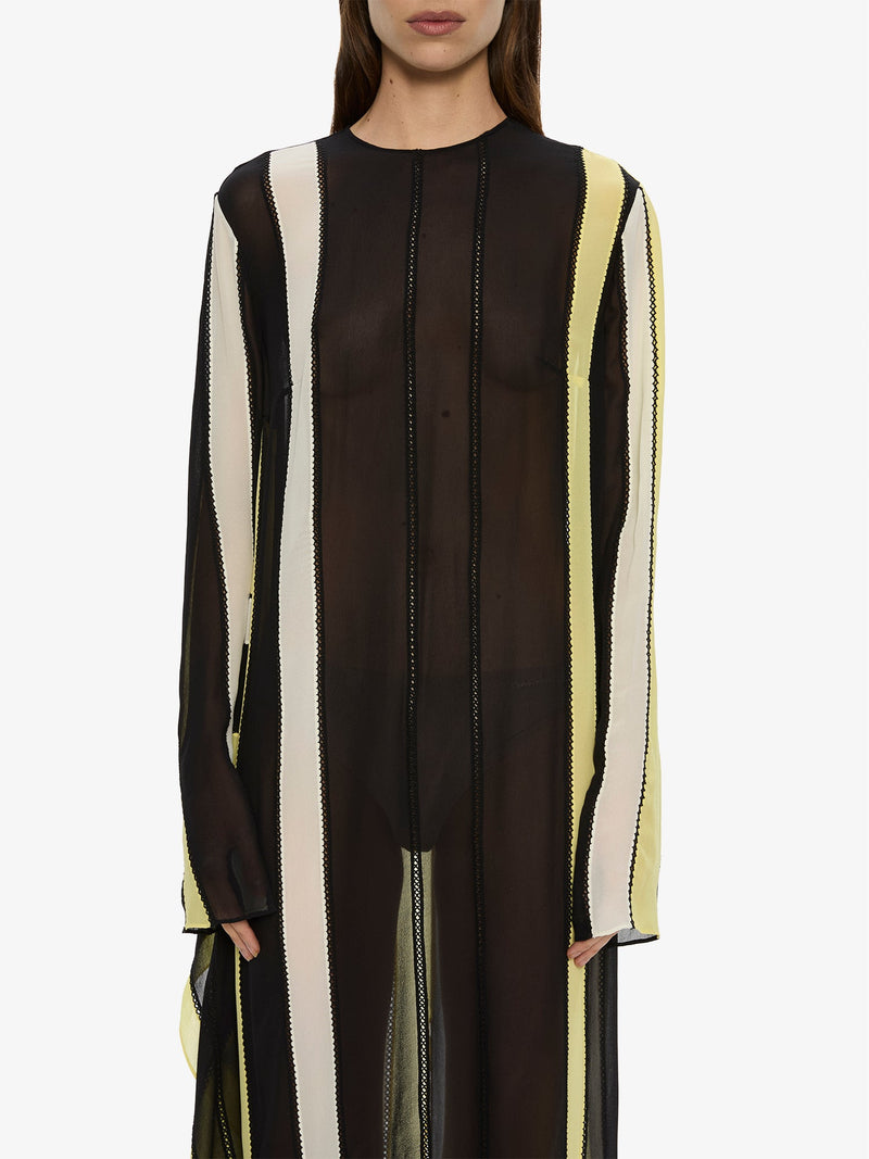 Vin Panelled Picot Silk Long Sleeve Dress - Image 3