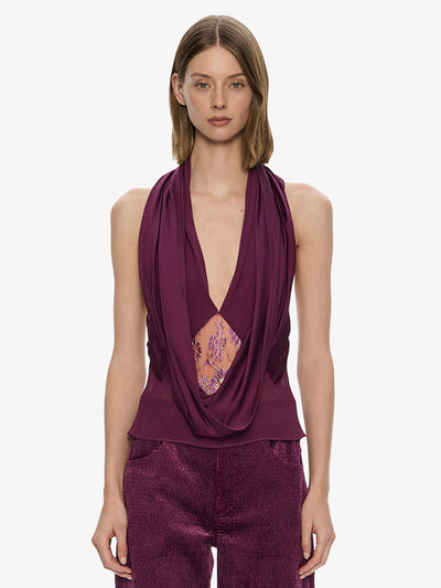 Cesura Cowl Lace Halter Top
