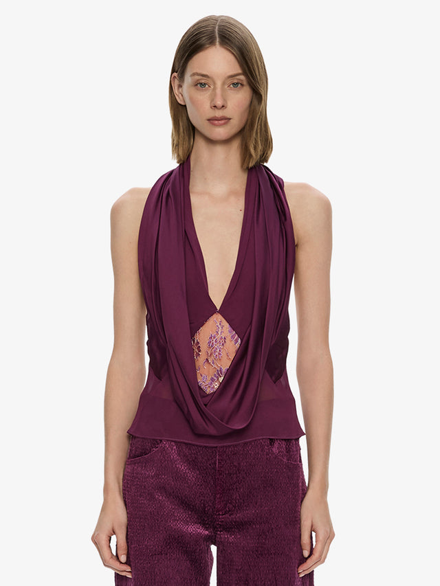 Cesura Cowl Lace Halter Top