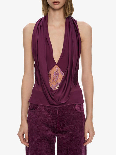 Cesura Cowl Lace Halter Top