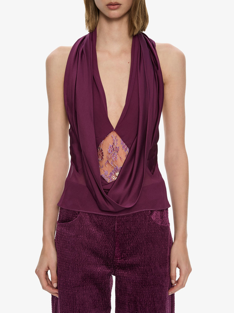 Cesura Cowl Lace Halter Top - Image 3