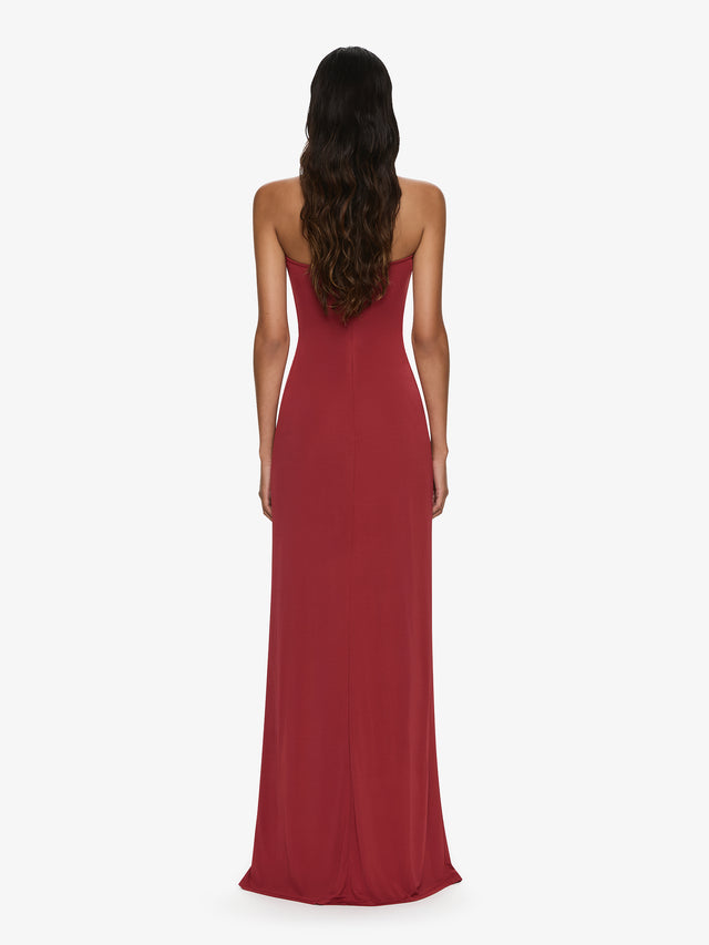 Arced Palm Strapless Dress