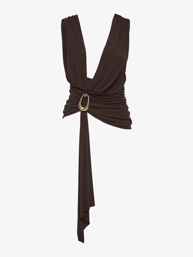 Stone Pin Scarf Drape Top