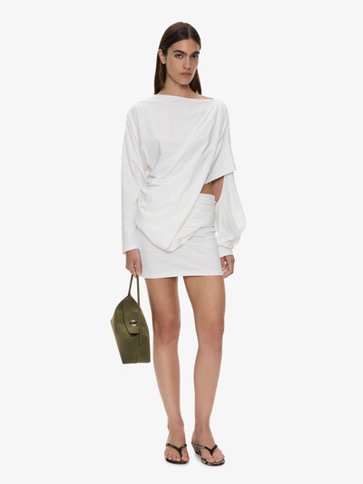 Aiba Draped Cotton Jersey Long Sleeve Dress