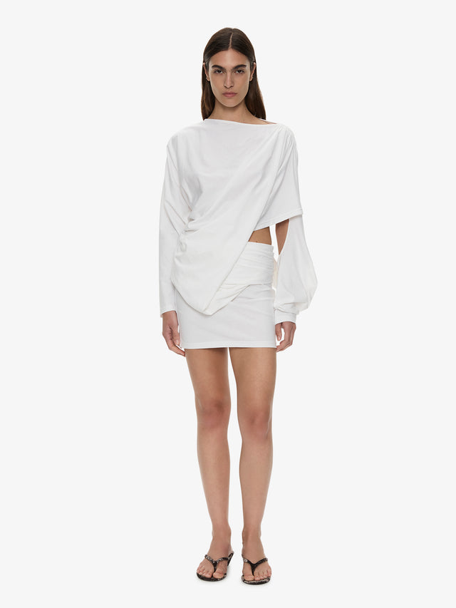 Aiba Draped Cotton Jersey Long Sleeve Dress