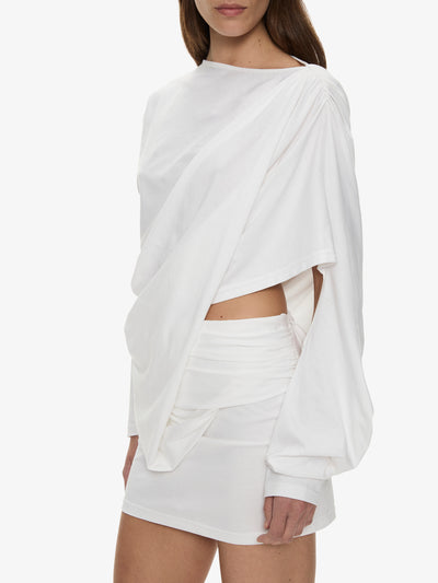 Aiba Draped Cotton Jersey Long Sleeve Dress