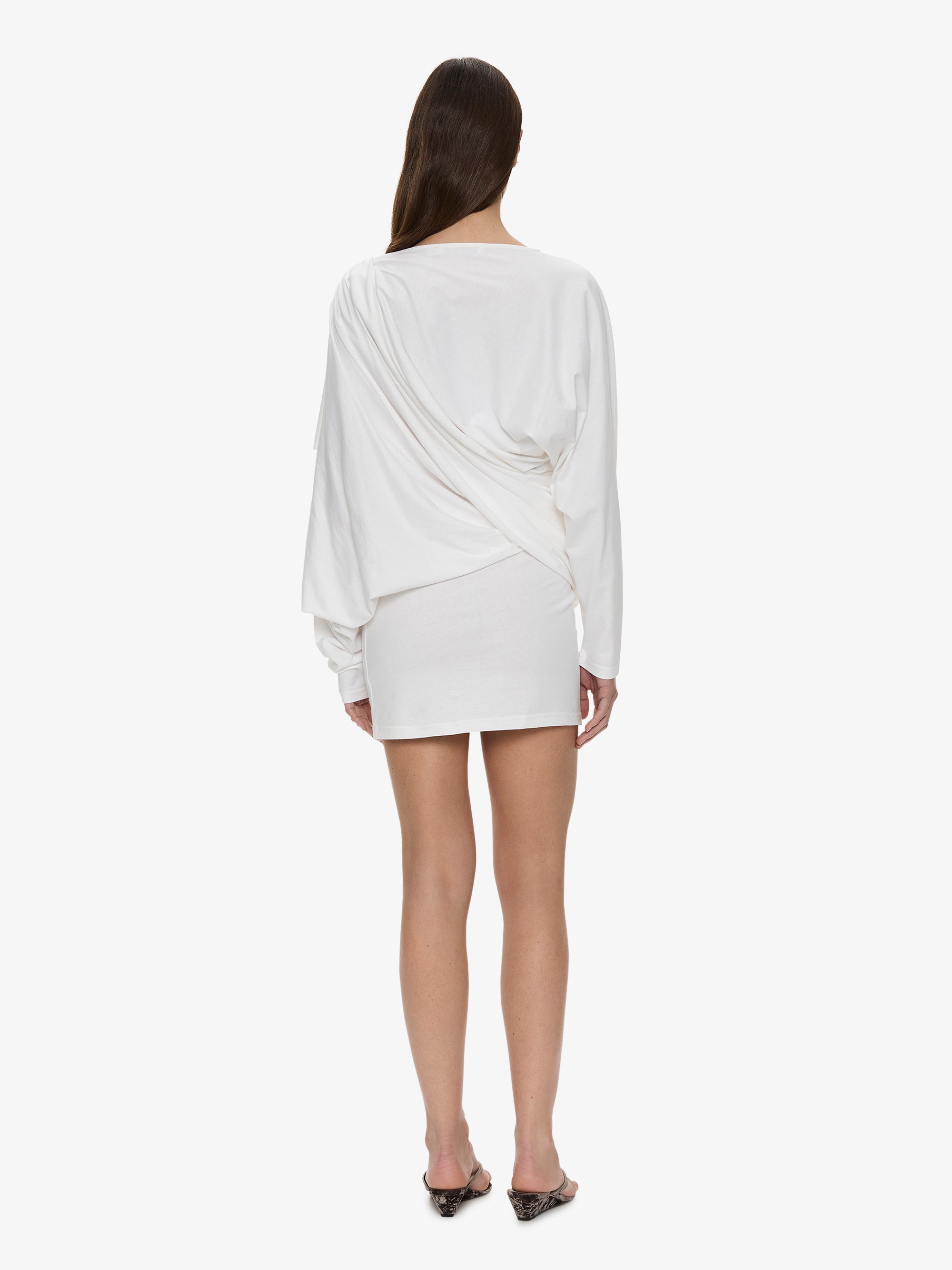 Aiba Draped Cotton Jersey Long Sleeve Dress