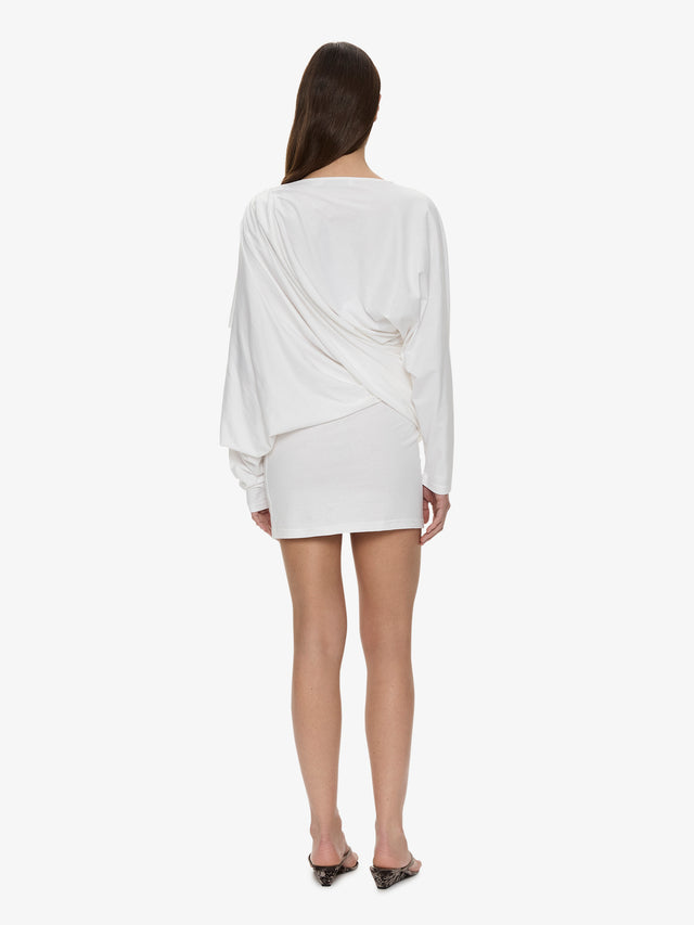 Aiba Draped Cotton Jersey Long Sleeve Dress