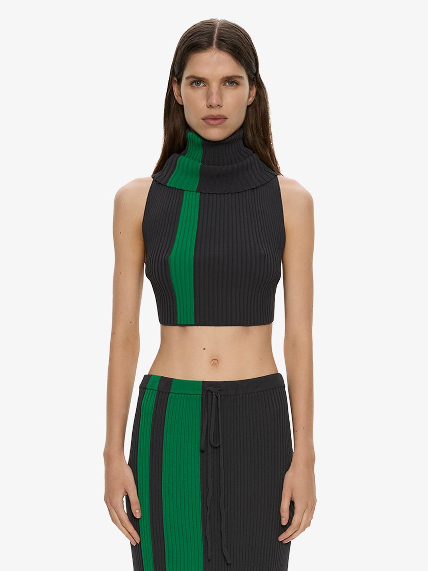 Mach Stripe Turtleneck Crop