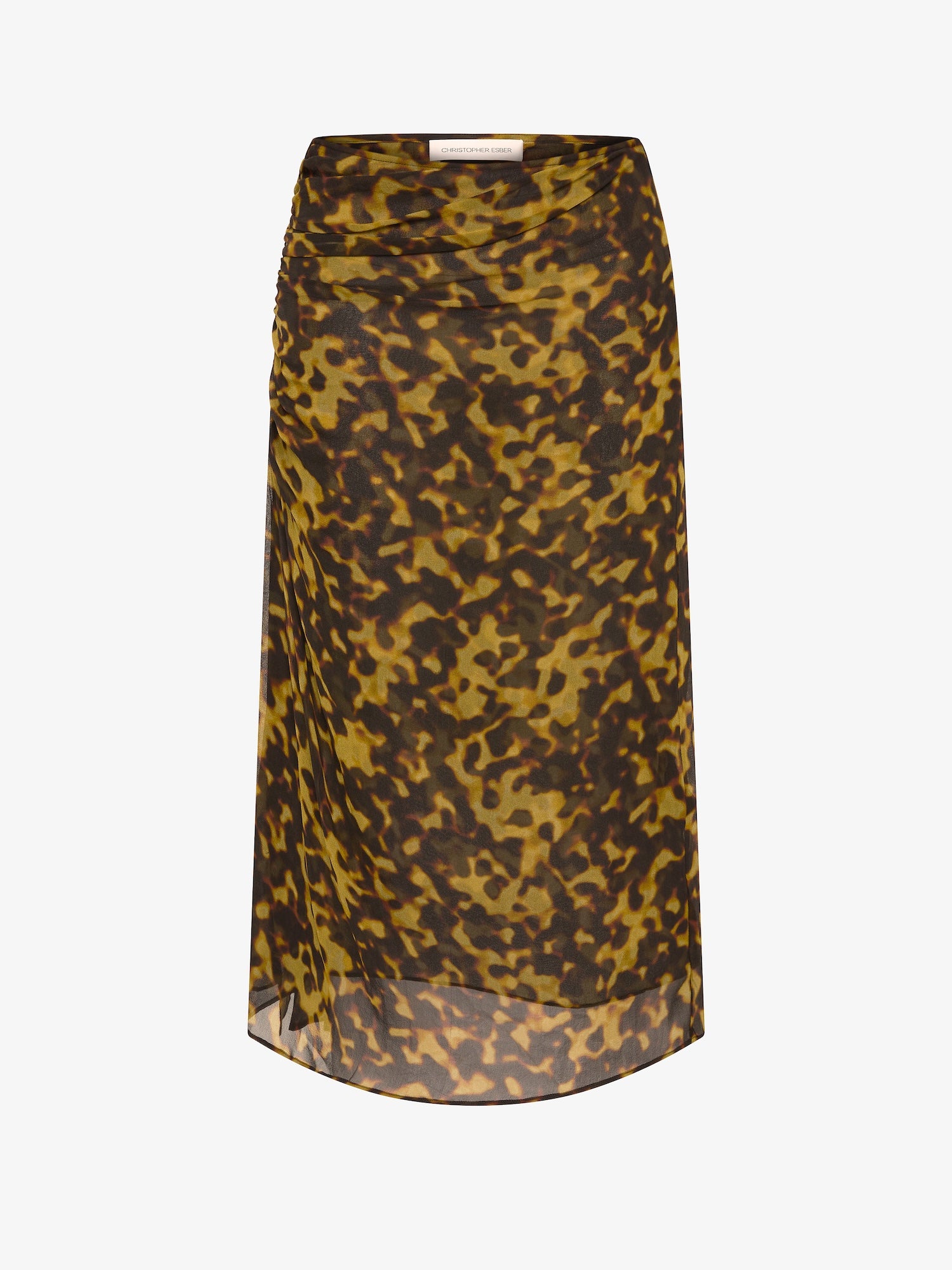 Cord Trimmed Silk Ruche Skirt
