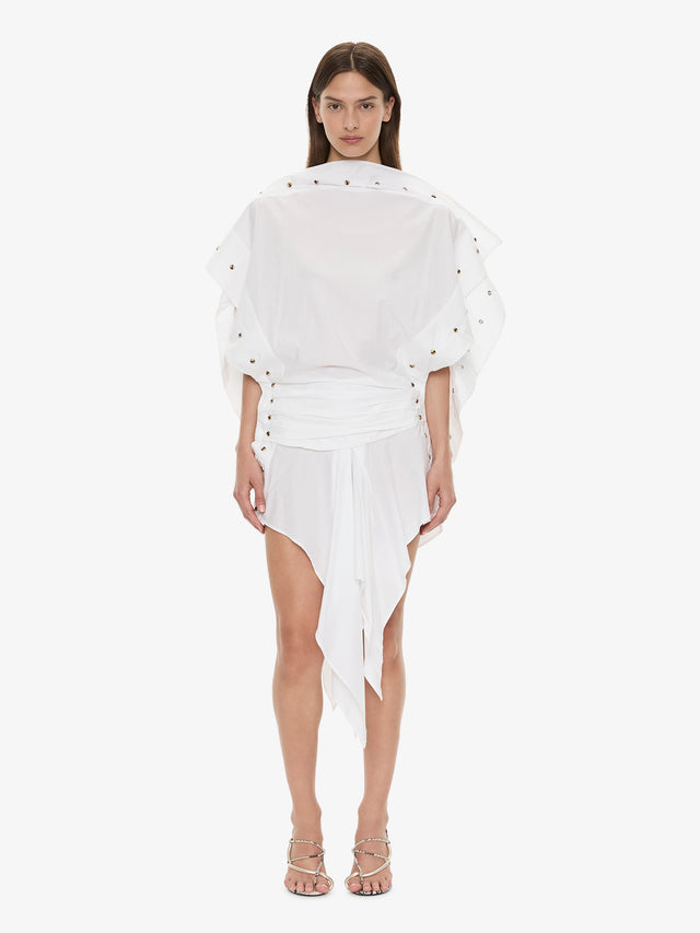 Cotton Poplin Spiral Stone Snap Dress