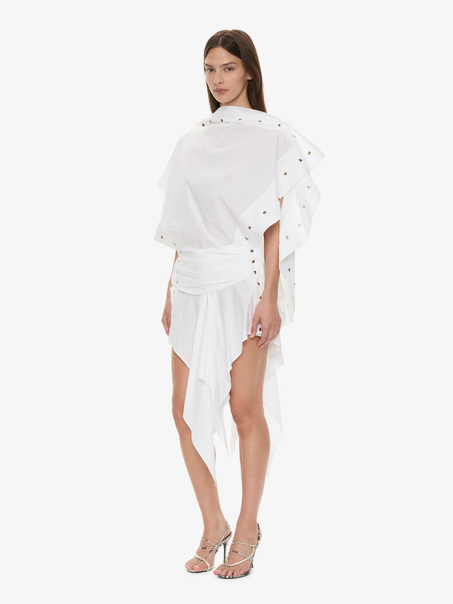 Cotton Poplin Spiral Stone Snap Dress