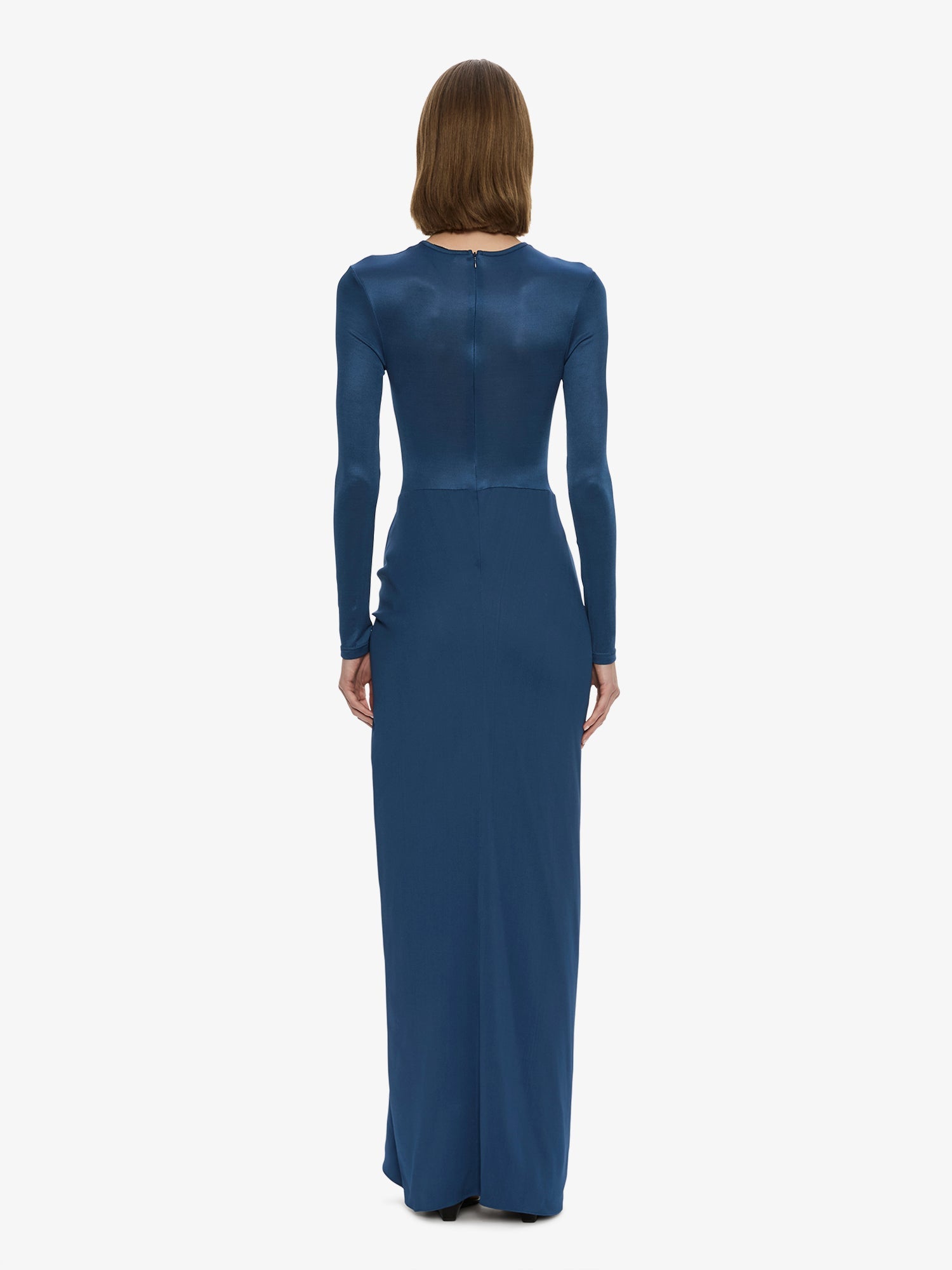 Open Twist Ruched Long Sleeve Dress