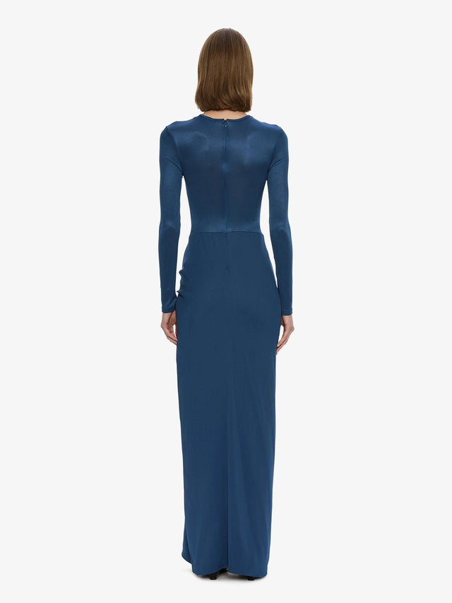 Open Twist Ruched Long Sleeve Dress
