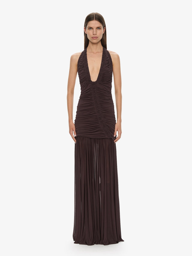 brown christopher esber dress Christopher Esber Cut-out Draped Maxi Dress