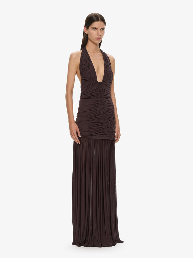 christopher esber dress brown Christopher Esber Cut-out Draped Maxi Dress