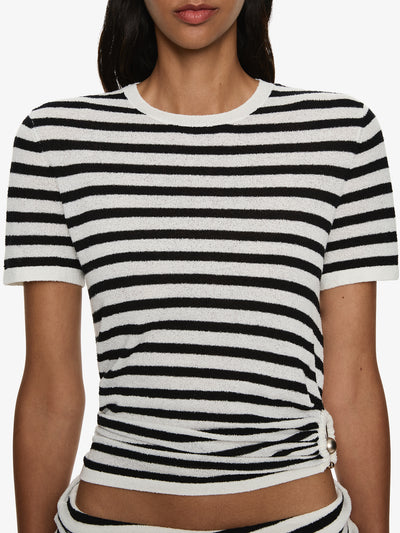 Stripe Knit Ruched Orbit Tee