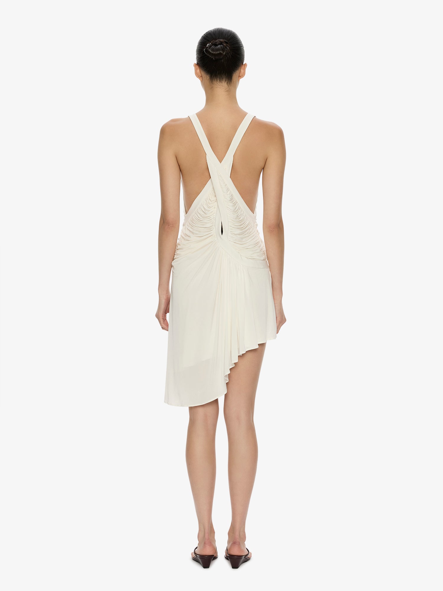Suspended Jersey Fluted Mini Dress