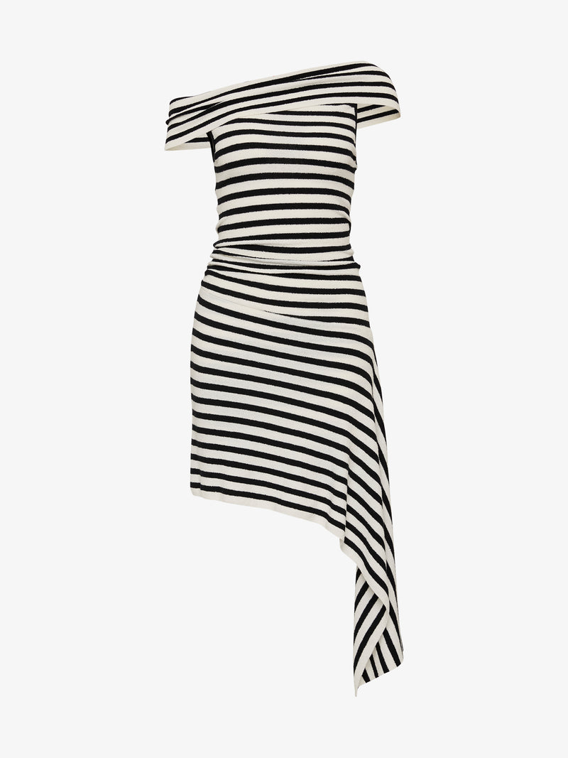 Stripe Knit Extension Drape Mini Dress - Image 5